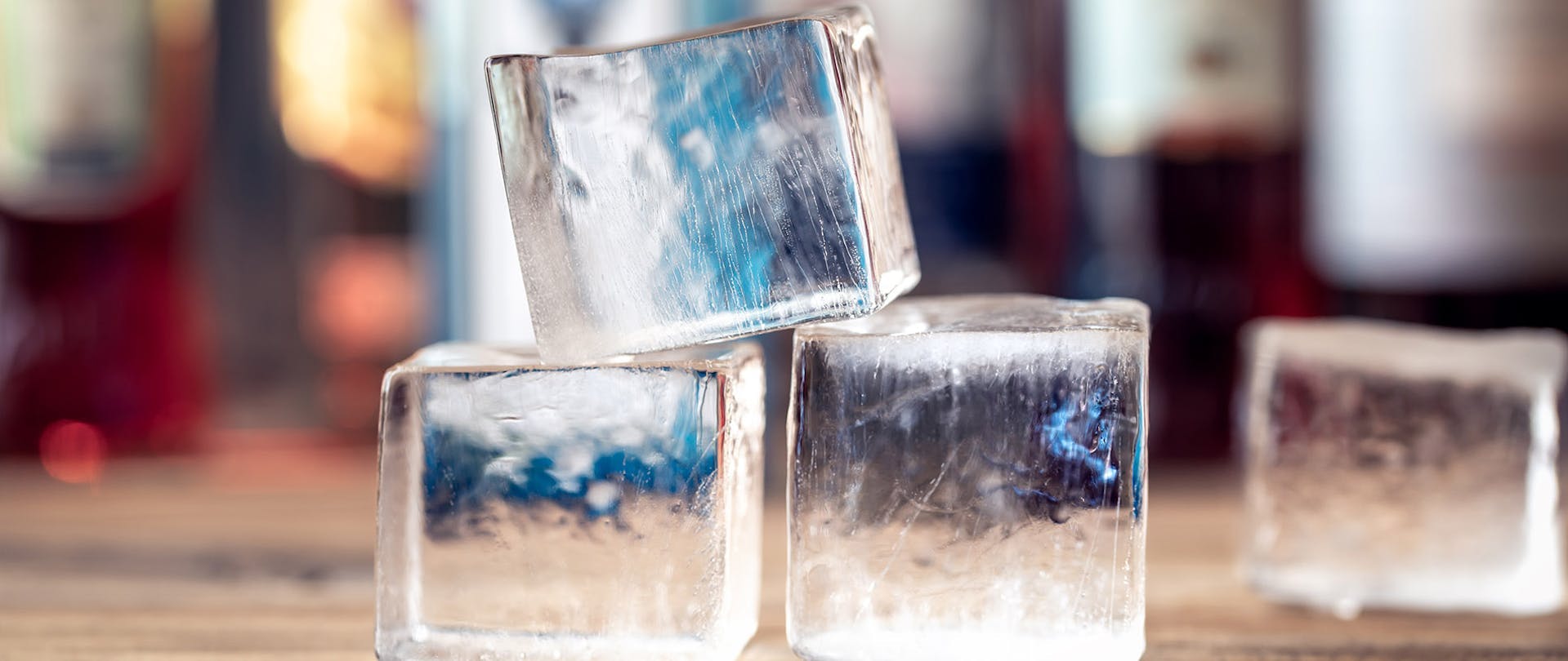 Image of Clear Ice Stacked on Bar