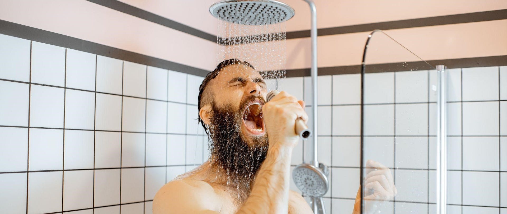 HARD WATER VS. SOFT WATER MAN IN SHOWER FUNNY PHOTO